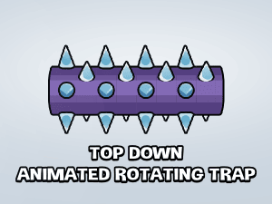 2D top down animated rotating trap game asset
