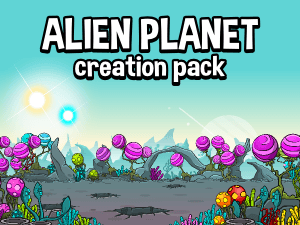 Alien planet scene creation pack for 2d game development