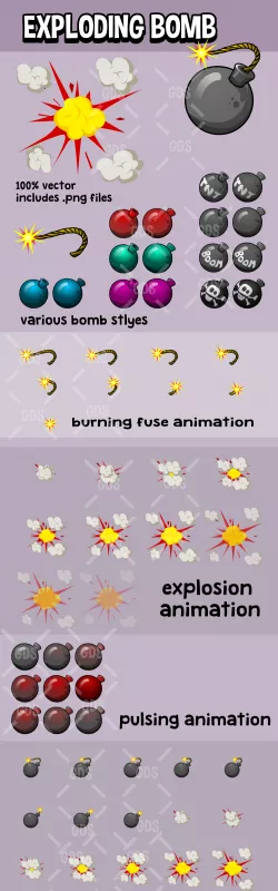 Animated exploding bomb