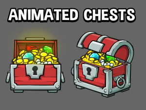 Animated 2d treasure chest game asset