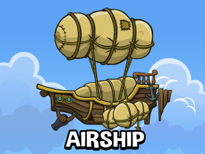 Animated airship 2d game asset