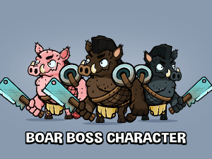 Animated boar boss character