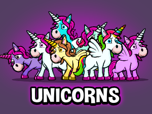 Animated cartoon Unicorn game asset
