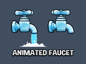 Animated faucet with water effects