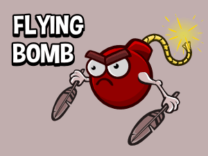 Animated flying bomb 2D game asset
