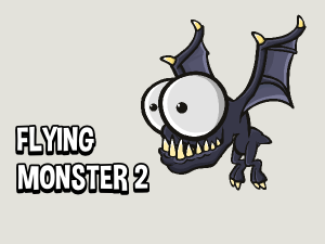 Animated flying monster 2 game asset