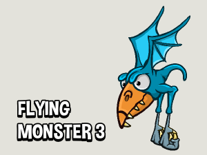 Animated flying monster 3 game asset
