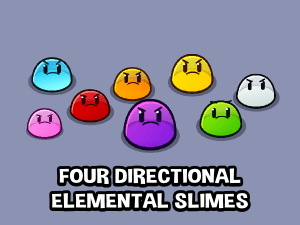 Animated four directional  elemental  slime enemies