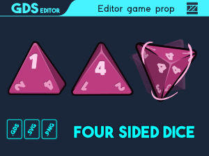 Animated four sided dice