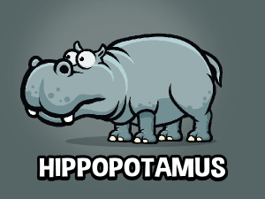 Animated hippopotamus cartoon game sprite