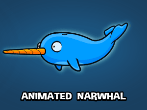 Animated narwhal game sprite