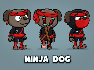 Animated ninja dog game sprite