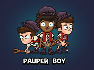 Animated poor pauper boy