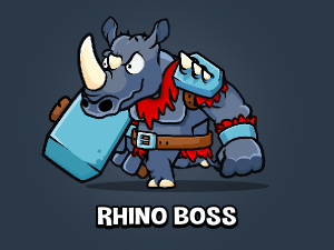 Animated rhino boss enemy character