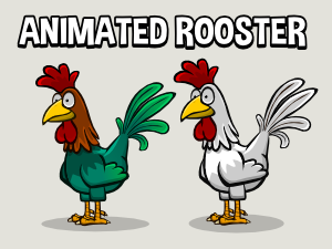 Animated rooster game asset