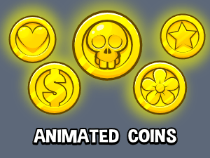 Animated rotating coin game sprite