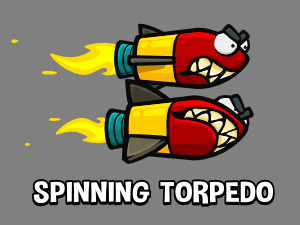 Animated rotating torpedo game asset