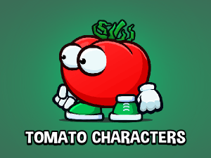 Animated tomato  cartoon character game sprite pack