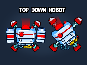 Animated top down mechanoid robot