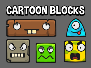 Cartoon block faces game assets