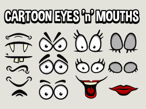 Cartoon eyes and mouths