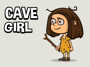 Cave girl animated 2d game asset