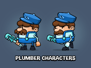 Enemy and player plumber game characters