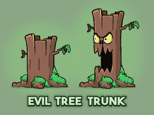 Evil animated tree trunk game sprite