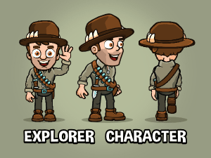 Explorer character animated game sprite