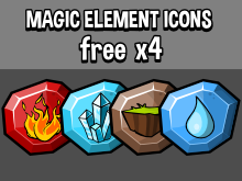Four magical element icons