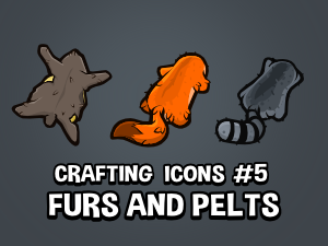 Furs hides and pel icons for crafting games