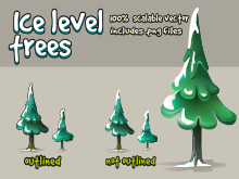 Ice level pine trees