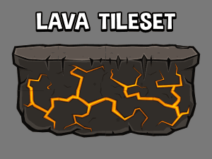 Lava themed 2d platformer tile set