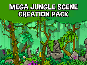 Mega jungle scene construction 2d game asset pack 
