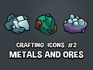 Metal and ores crafting and survival game icons