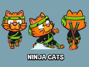 Ninja cat animated game sprite character