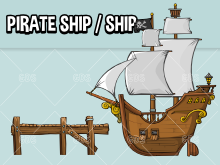 Pirate ship and normal ship game asset