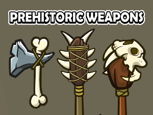 Prehistoric weapon icon collection 