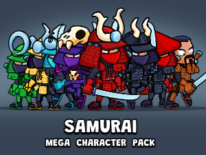 Samurai game sprite character mega pack