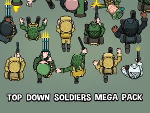 Top down animated soldiers game character pack