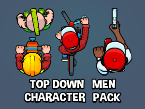 Top down men game asset character pack