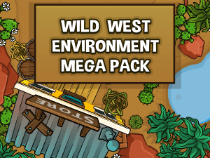 Top down wild west themed mega game asset pack
