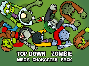 Top down zombies mega character pack