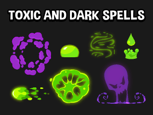 Toxic and dark spell 2d cartoon game effects
