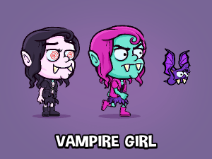 Vampire girl game character pack