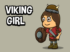 Viking girl 2d game sprite