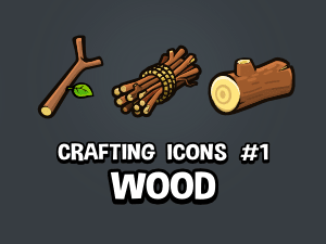 Wood crafting and survival game icons