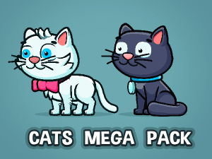 animated cat game character pack