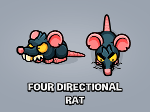 animated rat four directional game sprite