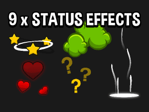 nine status animated status effects for 2d game development